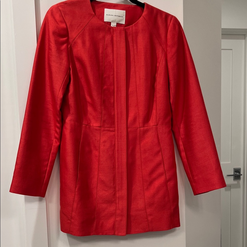 Banana Republic Red Collarless Trench Coat